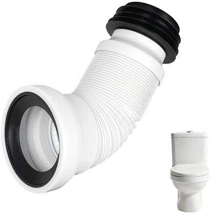Tubo di collegamento flessibile per WC, prolunga tubo di scarico, 250-500 mm, regolabile, universale, bianco