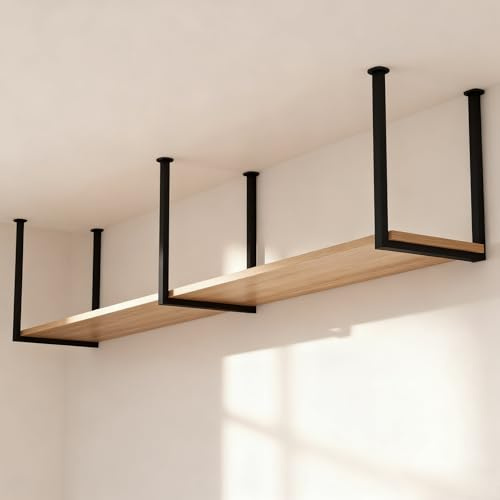 Mensole sospese al soffitto, portabicchieri decorativo galleggiante con assi di legno e struttura in ferro, mensola portaoggetti per piante e fiori, scaffalatura organizer(1-layer 90x30x40cm)