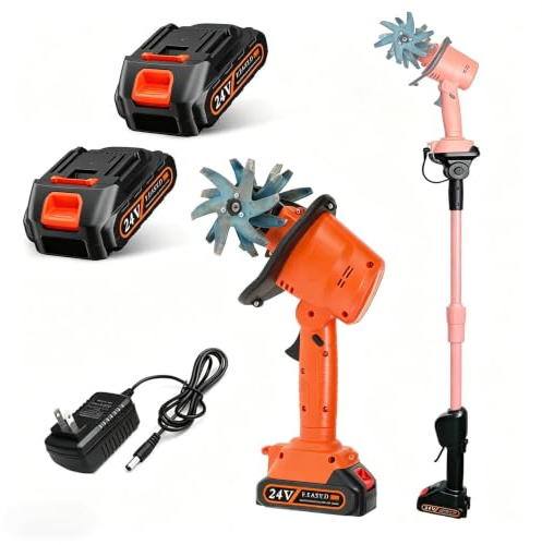 Mini motoculteur sans fil 21 V, 4 dents | 235 tr/min, 10 cm de largeur, deux batteries de 1,5 Ah et design portable pliable de 1,2 kg