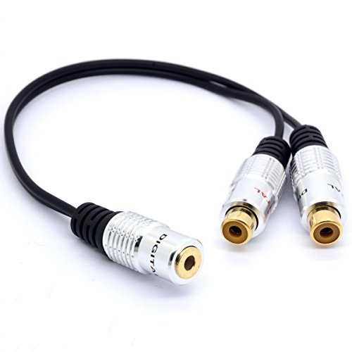 Cavo splitter audio stereo da 3,5 a RCA, placcato oro, jack femmina da 3,5 mm a 2 RCA femmina presa Y adattatore per auto, amplificatore, altoparlante, DVD, 8 pollici/20 cm