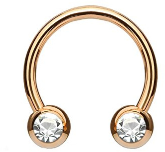 beyoutifulthings Hufeisen-Ring 2 ZIRKONIA Universal-Piercing Brust Nippel Nase Septum Ohr Helix Cartilage Edelstahl Bunt 1,2/1,6mm 10/12mm