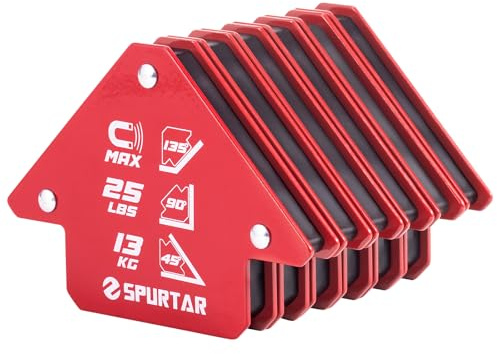 Spurtar Welding Magnets 6pcs 25lbs, Heavy Duty Welding Magnets and Clamps, Strong Magnetic Holder Tools and Accessories, 45, 90, 135 Degree Angle