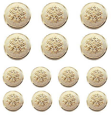 ByaHoGa 14 Stück Gold Kunststoff Knöpfe 20mm 15mm Metallknöpfe (JS080) | Metallknöpfe für Anzüge Jacken Mäntel Uniform
