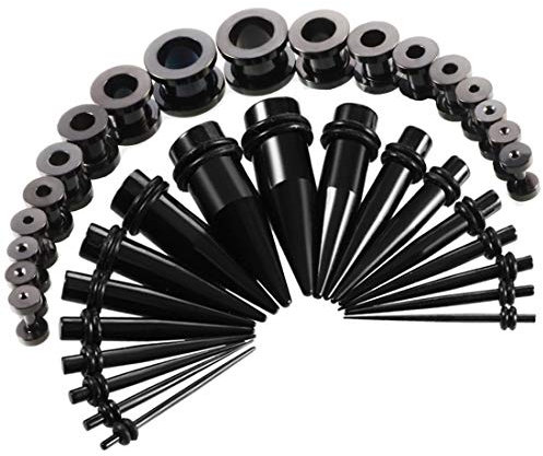 BOOM HuaCan 14G-00G 36Pcs Edel Stahl Ohr Dehnung Kit Set Piercing Taper und Plugs Taper Tunnel Ohr Knochenstab Dehnungsset Dehnstab Piercing