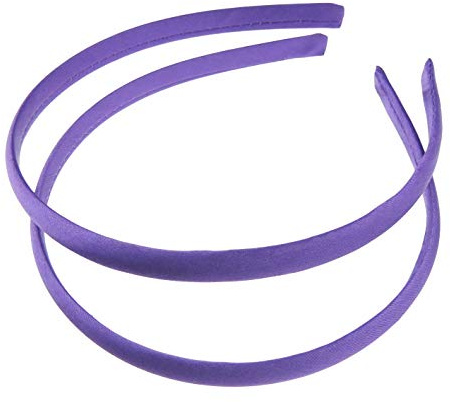 Par med 2 smala tunna 1 cm satängtäckta tonåringar flickor brudtärna basic fest satin enkel gör-det-själv Alice pannband hårband huvud hårband barn skoluniform (lila, en storlek)