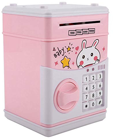 VGEBY1 Passwort Spardose, Geldautomat Elektrische Spielzeugbank Automatische Schlösser Spardose Musik Elektronische Geldmünze Kann Spielzeug Für Kinder(Rosa)