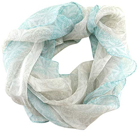 TigerTie - Chiffon Designer Seidenschal in mint beige gemustert - Halstuch Gr. 160 x 30 cm