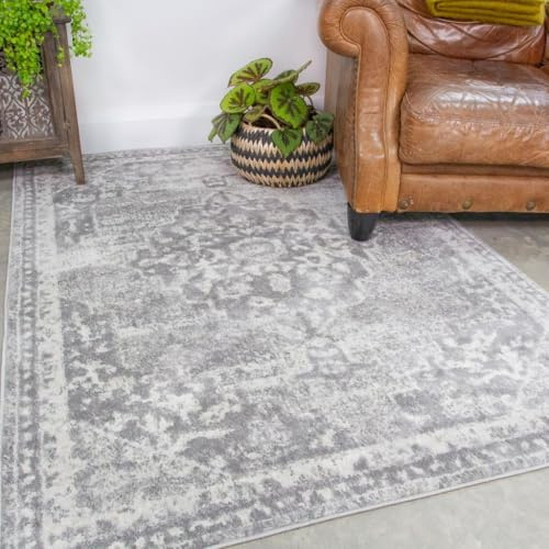 Grey Traditional Moroccan Rug Oriental Distressed Vintage Living Room Area Bedroom Rugs 160cm x 230cm