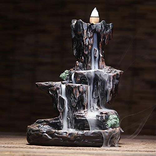 WElinks Räucherkegel Berge Fluss Wasserfall Räuchergefäß Brunnen Rückfluss Aroma Räuchergefäß Halter Büro Wohnkultur Handwerk Ornamente