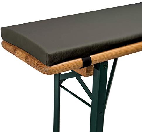 TexDeko Bierbankauflage gepolstert 220x25x4cm XL Kunstleder für Bierzeltgarnitur Polsterung für Bierbank (Anthrazit)