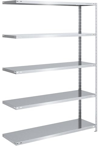 EUROKRAFT EUROKRAFTpro Lager-Schraubregal | Regal | Werkstattregal | Lagerregal verzinkt, mittelschwer Regalhöhe|HxBxT 2000x1300x500mm|Anbauregal