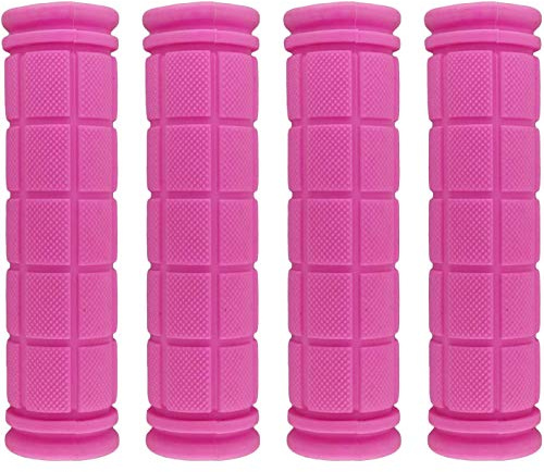 2 Pairs Bicycle Handlebar Bike Non-Slip Rubber Mushroom Grips for BMX MTB Road Mountain Kids Boys Girls (Pink)