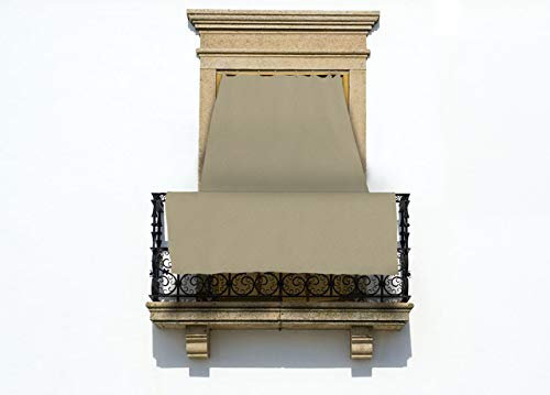 BIANCHERIAWEB Lona Parasol Color Crema, toldo de balcón a Cascada, tamaño 145 x 300 cm, toldo con Anillas para Exteriores, Resistente a los Agentes atmosféricos, Tela de Sombra Lavable