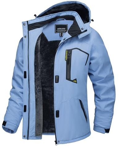 TACVASEN Giacca Funzionale Donna Antivento Impermeabile Inverno Trekking Giacca Outdoor Giubbotto Da Lavoro Giacche Funzionali Hiking Blu Chiaro, M