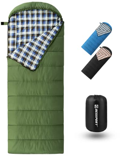 Bessport Schlafsack Winter Erwachsene, 3-4 Jahreszeiten Schlafsack Leicht Ultraleicht Kleines Packmaß Wasserdichter Deckenschlafsäcke für Outdoor Trekking Camping, und Reisen