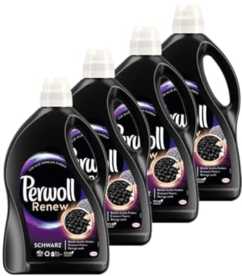 Perwoll Renew Schwarz (4x50 Waschladungen), Waschmittel für alle dunklen Farben, Feinwaschmittel stärkt die Fasern und verbessert die Farbintensität