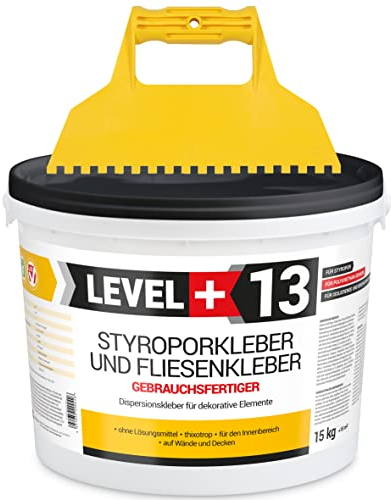 Colla per polistirolo, 15 kg + spatola dentata in plastica, colla per sughero, colla per ristrutturazione, colla per il montaggio RM13 KW