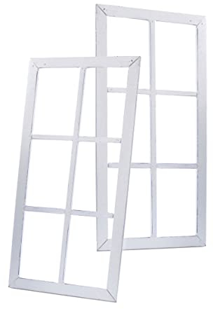 Spetebo Set di 2 cornici decorative per finestre in legno, 60 cm, colore bianco shabby – cornici in legno da appendere e progettare – immagini da parete e finestra, in stile vintage