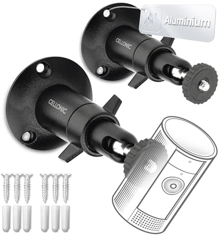 CELLONIC 2X Camera Bracket Mount Compatible with Arlo, Compatible with Eufy, Compatible with Wyze – Aluminium Swivel Bracket with 1/4 Thread, Indoor & Outdoor Use, incl. 3X Screws