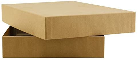3x Geschenkschachtel mit Deckel - Braun (Kraftpapier) - Größe: B5 - Innen-Maße: 26 x 19 x 4 cm - Stülpbox aus Karton - Geschenkbox - Aufbewahrungsbox - Fotobox - Dekobox - Spieleschachtel