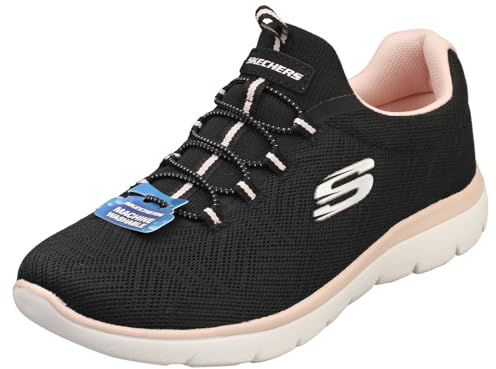 Skechers Womens Summits Artistry Chic Sneaker, Black Mesh Light Pink Trim, 6 UK
