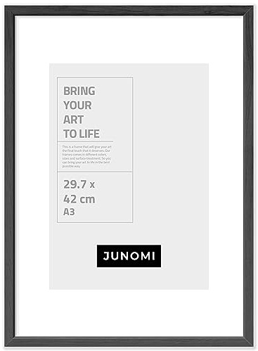 JUNOMI® Bilderrahmen DIN A3 Holz | Farbe Schwarz | Posterrahmen