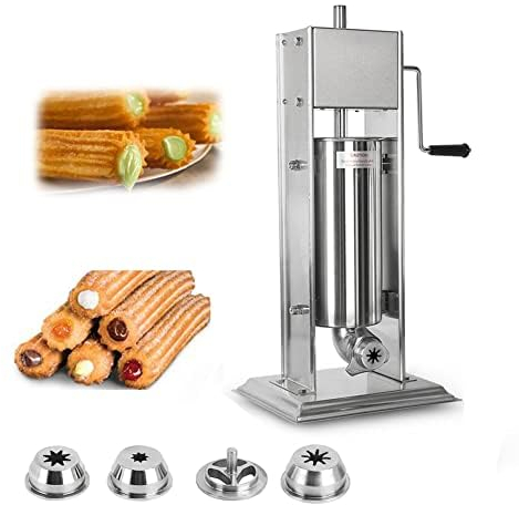 SONLED Macchina per Churro Spagnola Commerciale Verticale, Macchina per Churro Manuale da 5 Litri, Macchina per Churros in Acciaio Inossidabile con 4 Ugelli, Ideale per Ristoranti e Panifici
