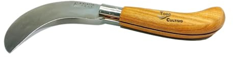 Todo Cultivo Tranchete de recoleccion de fruta 100mm. Navaja curva de acero inoxidable para vendimia o recogida de fruta.