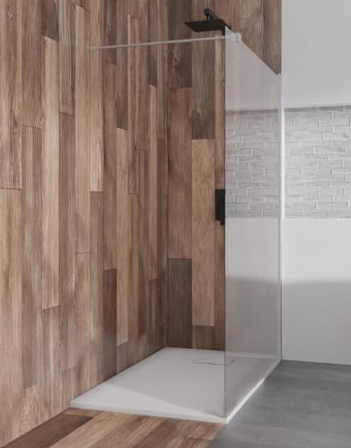 Glaswand Duschwand Duschkabine Walk-in Dusche KETIL Weiß 100x195 cm – Duschabtrennung aus 8 mm gehärtetem Nano-Glas, Transparente Walk-in Duschtrennwand für modernes Badezimmer