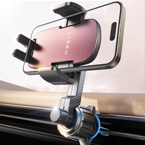 LISEN Phone Holder for Cars - Never Blocking Air Vent Car Phone Holder, 360° Rotation Universal Mobile Holder Car Phone Mount for iPhone 16 Pro Max Plus 15 14 13 12 Samsung Galaxy S25 S24 Ultra, Pink