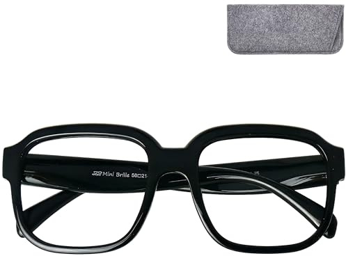 Gafas XL rectangulares con filtro de luz azul, UV y funda de fieltro | Formato amplio: 145 mm de frente; lentes 62 x 55 mm, puente 15-16 mm, patillas 144 mm y peso 43 g