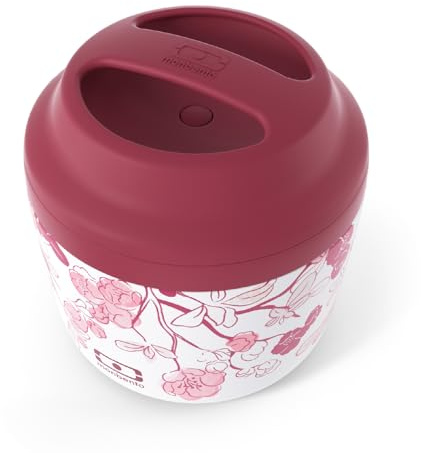 monbento - Thermobehälter für Essen MB Element graphic Magnolia - Edelstahl Thermo Lunchbox, die Mahlzeiten warm/kalt hält - Ideale Thermo Brotdose für Arbeit/Outdoor/Sport - BPA-frei - Rosa Blumen