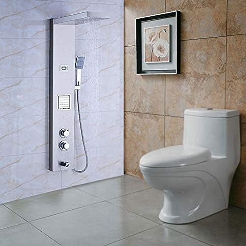 BGFYUSF Nickel gebürsteter Edelstahl-Thermostat-Duschsäulen-Badewannen-Mischbatterie mit Handbrause zur Wandmontage