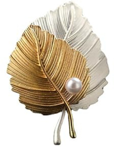 GamTelightpe Broche de Feuilles Dorées et Argentées avec Perle pour Vêtements et et Écharpes et Sacs Cadeaux pour Femmes et Hommes