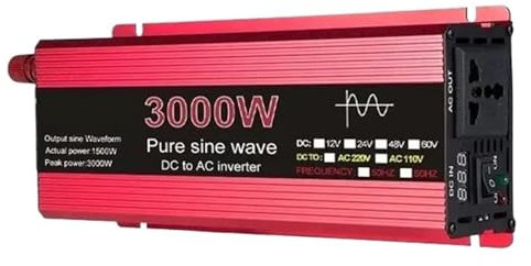 Pure Sine Wave Inverter DC 12V/24V To AC 1000W 1600W 2000W 2200W Portable Power Bank Converter Solar Inverter (Color : 3000W, Size : 12V)