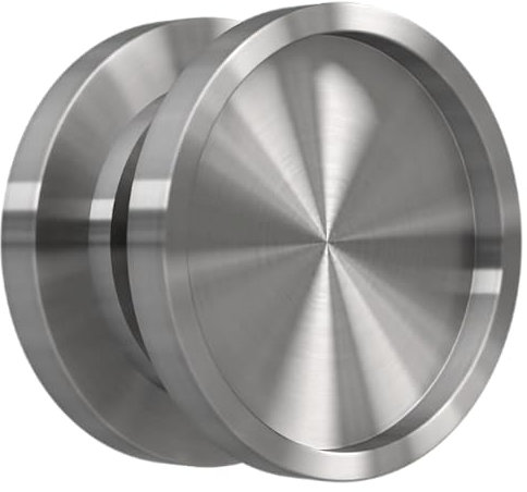 MLS Griffmuscheln MG.03, Griffpaar für Glastüren mit Stärke von 8-12 mm, Muschelgriffe Ø 65 mm aus Edelstahl, Türgriffe mit Glasschutzset, Griffe für Wohn- und Arbeitsbereiche, Feinschliff, 2 Stück