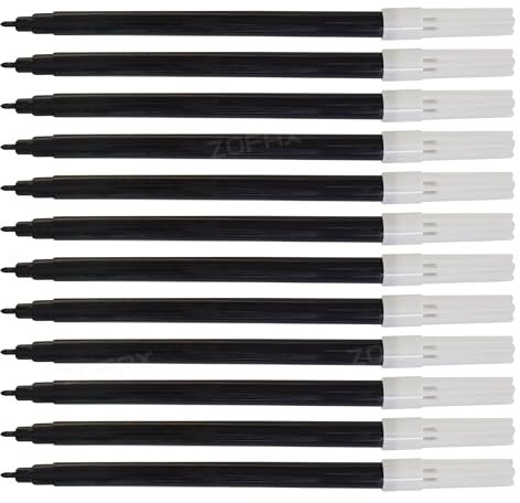 iSketchO Felt Tip Colouring Pens, BLACK, Pack of 12, Fibre Felt Tip Pen, Ideal for Write Draw Sketch Mark Pens, Safe Non-Toxic, School Office Home Use, iZOFAX