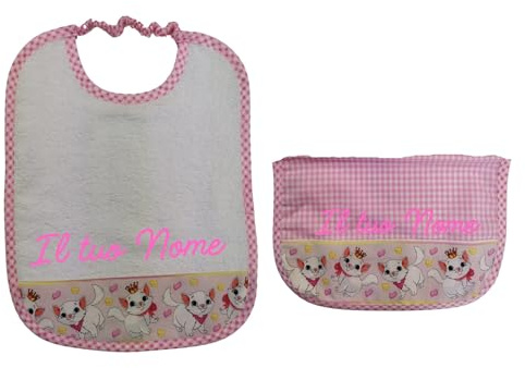 MyVorrei Set Busta+Bavaglio Spugna per Asilo | Cotone 100% | Busta cm 27x18 chiusa Bavaglio cm 26x35 | Personalizzabile con Nome