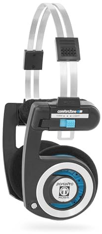 Koss Porta Pro Casque supra-auriculaire Bluetooth sans fil 2.0, batterie de plus de 20 heures, USB-C, microphone, noir