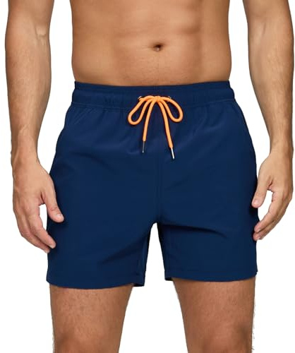 Vorvowry Costume Uomo Mare Asciugatura Rapida Estivo Stampato Boxer Mare Pantaloncini con Traspirante Fodera in Rete Tasca con Cerniera Costumi da Bagno Blu Navy XL