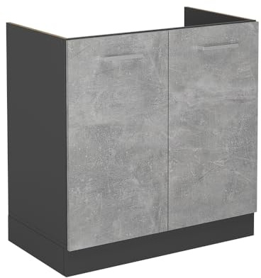 Vicco Armario bajo para Fregadero R-Line, Hormigón, 80 cm sin encimera, para combinación Libre Dentro de Sistemas de Cocina modulares