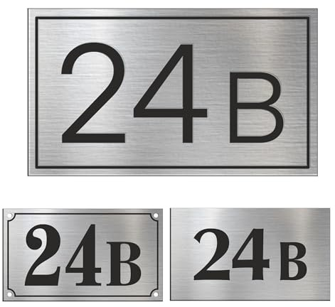 Sosenco Hausnummer mit Wunschtext 11x19cm Personalisiert Gravur (Silber) | Wetterfestes Addressschild aus Gravurmaterial. Robuster Kunststoff mit Laser-Gravur & Montageoptionen für außen