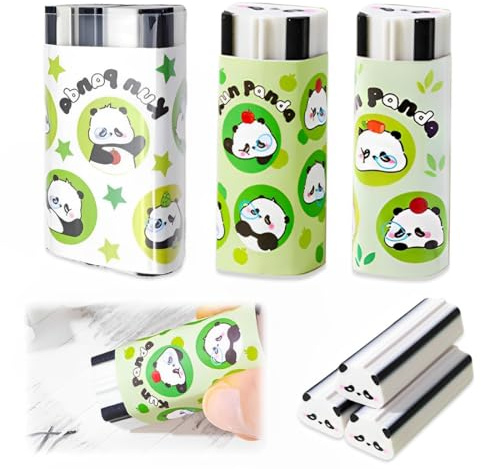CEJAS 3 Pièces Gomme, Gomme Panda Mignon pour Effacement Doux, Propre et Précis, Cadeau d'Anniversaire pour Enfants, Papeterie pour Enfants