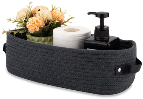 Panier de papier toilette Panier de salle de bain Organisateur de comptoir de salle de bain Coton Corde à coton Panier de rangement tissé Papier de toilette Bacs de rangement pour le plateau de sall
