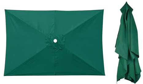 WMYYLX Replacement Parasol Canopy, Rectangular Garden Parasol Canopy Cover, 3X2m Replacement Umbrella Fabric, 6 Ribs for Garden, Patio Umbrella (Green)