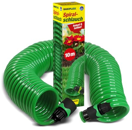 TELE WELT spiralslang [10 meter] trädgårdsslang – vattenslang – trädgård – utrymmesbesparande – bevattningsslang – utbyggbar