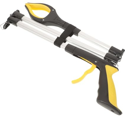 TOYZFRIENDY Pince à Déchets Pliable Outil De Ramassage pour Nettoyage Intérieur Et Extérieur, Longue Pince 3 Sections en Alliage D’Aluminium Jaune, Ramasse-ordures Pratique Ergonomique Antidérapante