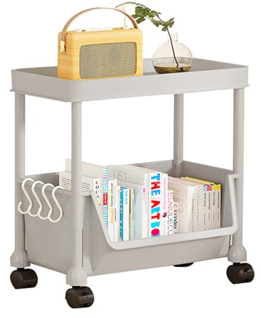 Carrello per libreria mobile con ruote, carrello per libreria mobile, scaffale per libri da scrivania in classe, scaffale portaoggetti multifunzionale per forniture da cucina