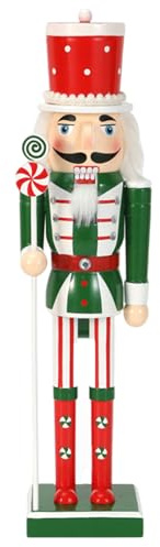 Ruarby Candy Series - Decoración navideña de madera de 50 cm, diseño de cascanueces de madera para árbol de Navidad y decoración del hogar