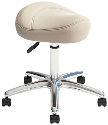 Ergonomischer Sattelhocker – bequemer Rollstuhl, verstellbarer Drehsitz für Zeichnen, medizinische und zahnärztliche Nutzung – Professioneller weißer Sattelhocker für ganztägigen Komfort